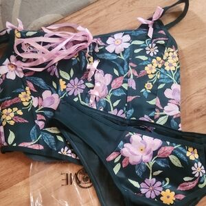 Adore Me Floral Intimates Set - Green and Pink